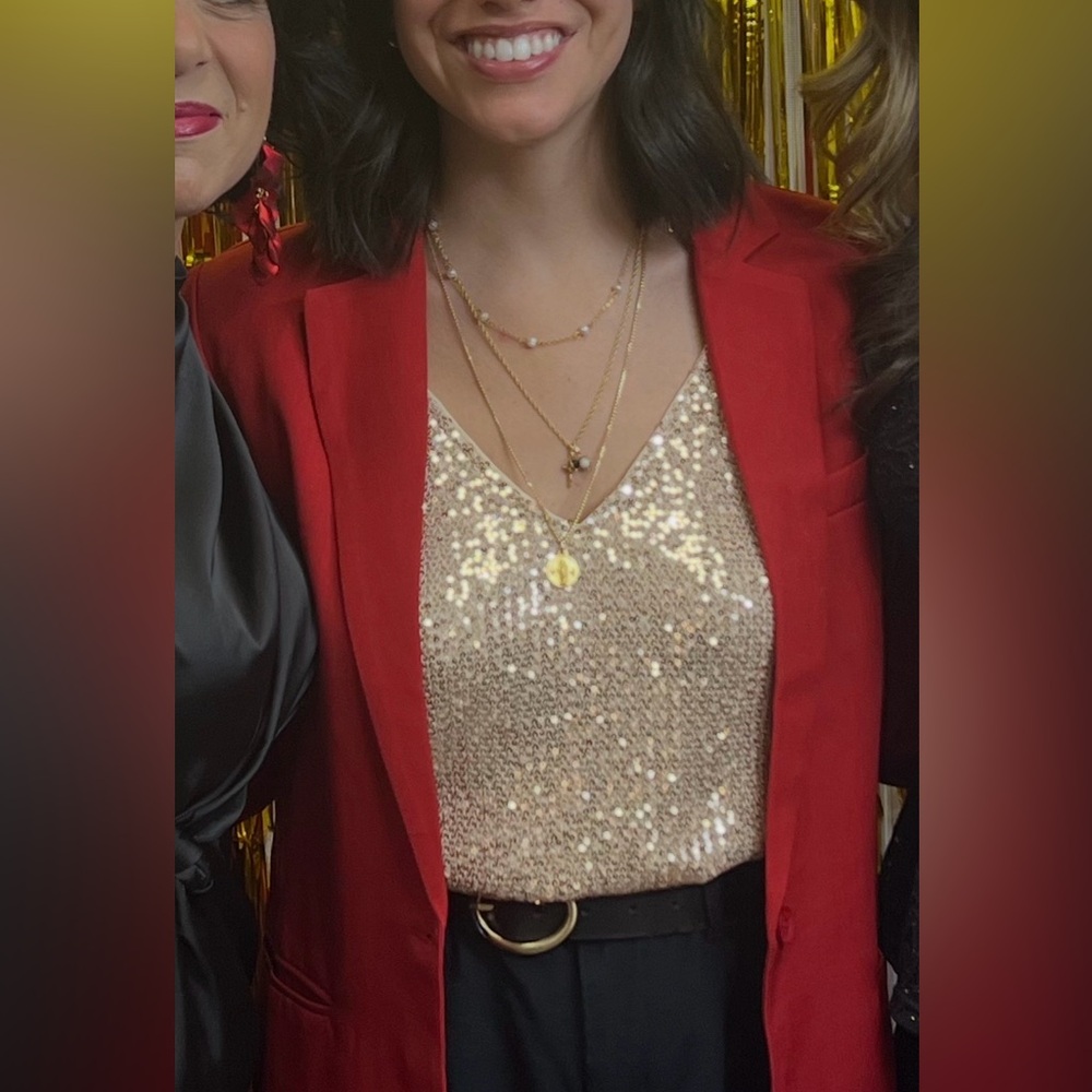 Gold Sequin Spaghetti Strap Top
